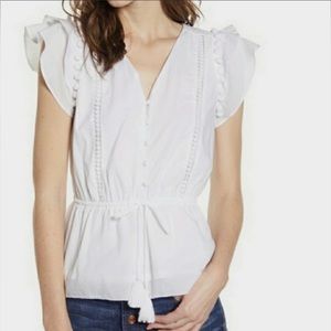 J. Crew white blouse with flutter sleeve
